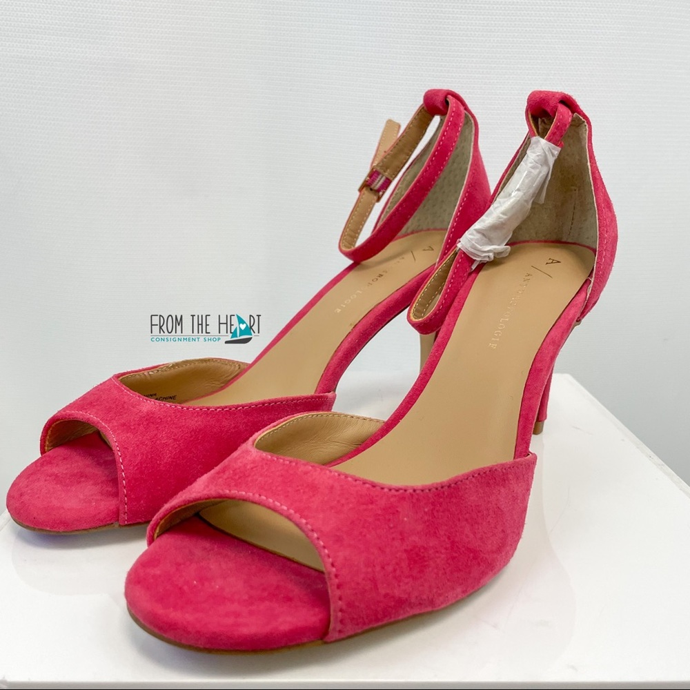 Anthropologie Fuschia Peep Toe Heels